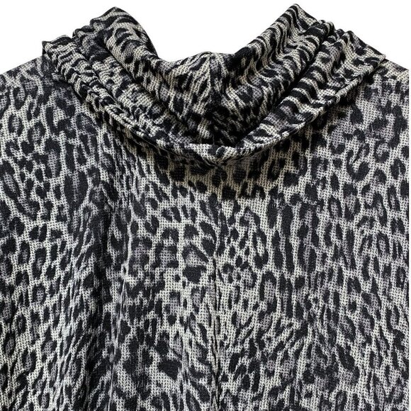 CHICOS Leopard Top Medium (Chico's 1) Cowl Neck Jersey Gray Black Long Sleeve - Picture 5 of 10